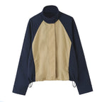Fashion Color Block 2 Piece Tracksuit Women's Stand Collar Drawstring Cropped Jacket Elastic Waist Pants 2026 Autumn Lady Outfit - Matrix-studios.com