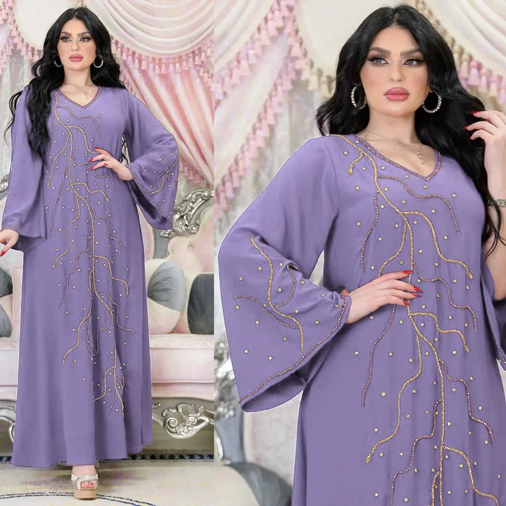 Caftan Eid Elegant Muslim Women Dress Ramadan Party Dubai Abaya Turkey Islam Long Evening Dresses Musulmane Elegant Vestidos - Matrix-studios.com