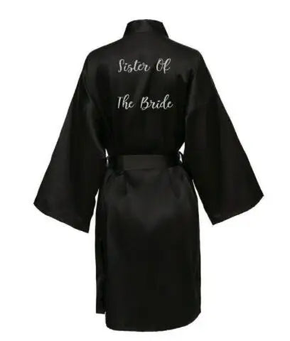 Satin Silk Robe Bride Robe Women Wedding Robe Bridesmaid Robes Dressing Bridal Robes Black - Matrix-studios.com