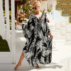 Plus Size Womens Animal Print Kaftan Dresses Caftans Swimwear Coverups Summer Bathing Suit Long Beach Dress - Matrix Studios