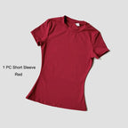 Quick-Drying Gym Leggings Set Sport Suit Short Sleeve Breathable Stretchy Slim Fitness Active Top Tight Gym Set - Matrix-studios.com