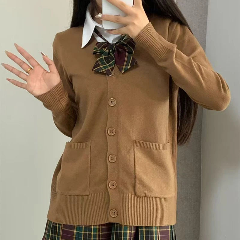Original anime yellow jk uniform sweater 2025 new autumn and winter Japanese knitted cardigan college style jacket women's top - Matrix Studios