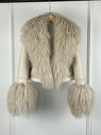2025 Winter Women Warm Faux Leather Sheepskin Coat Female Zipper Slim Streetwear Moto Biker Jacket Large Real Wool Fur Collar - Matrix Studios