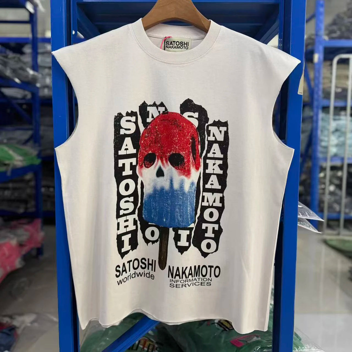 Satoshi Nakamoto T-shirt 26SS Destroyed Washed White Letter Print Vintage Ripped Short-Sleeved T Shirts Men Women Streetwear - Matrix-studios.com