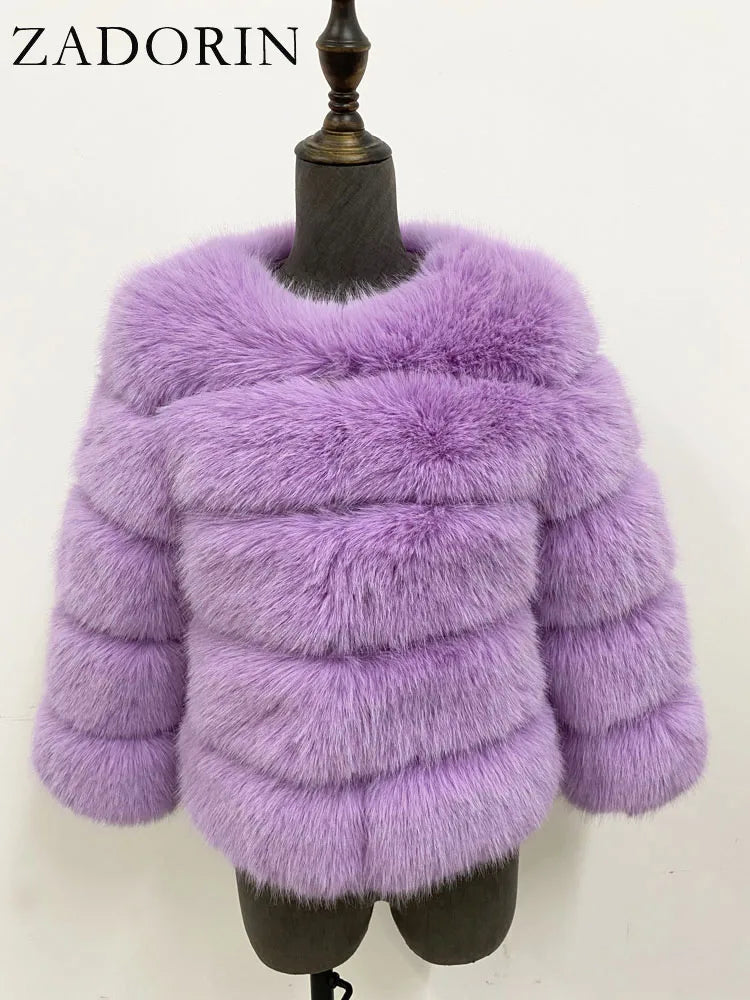 ZADORIN S-6XL Mink Coat Winter Black White Faux Fur Coat Woman Elegant Fluffy Faux Fur Jacket Top Short Fur Coats Woman Clothing - Matrix Studios
