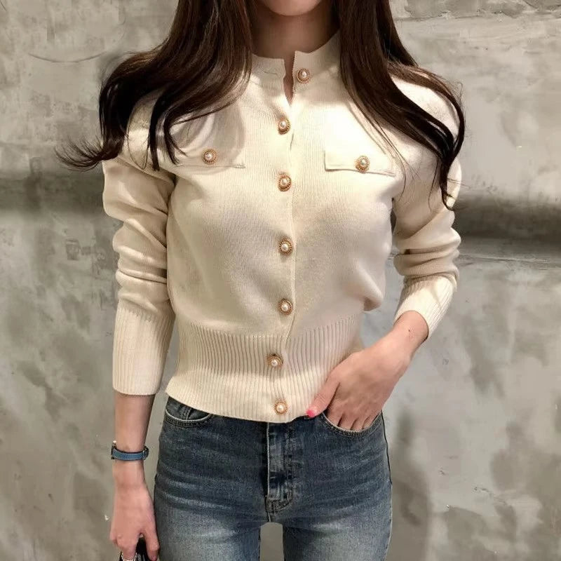 2026 Autumn Long Sleeve Fashion Women Cardigans Sweater Knitted Coat Short Casual Single Breasted Korean Slim Chic Ladies Tops - Matrix-studios.com