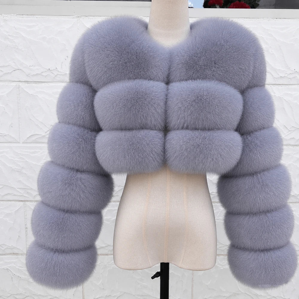 QUEENTINA Real Fox Fur Coat 30cm Women'S New Fashion Winter Leather And Skin White Clothing Natural New In Coats & Jackets - Matrix Studios