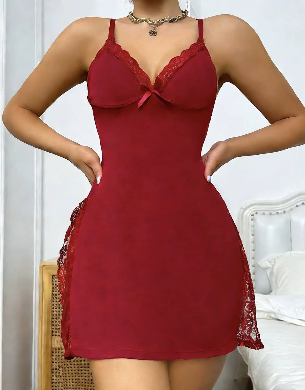 2026 Women's Homewear European and American New Style Slit Dress Pure Desire Pajamas - Matrix-studios.com