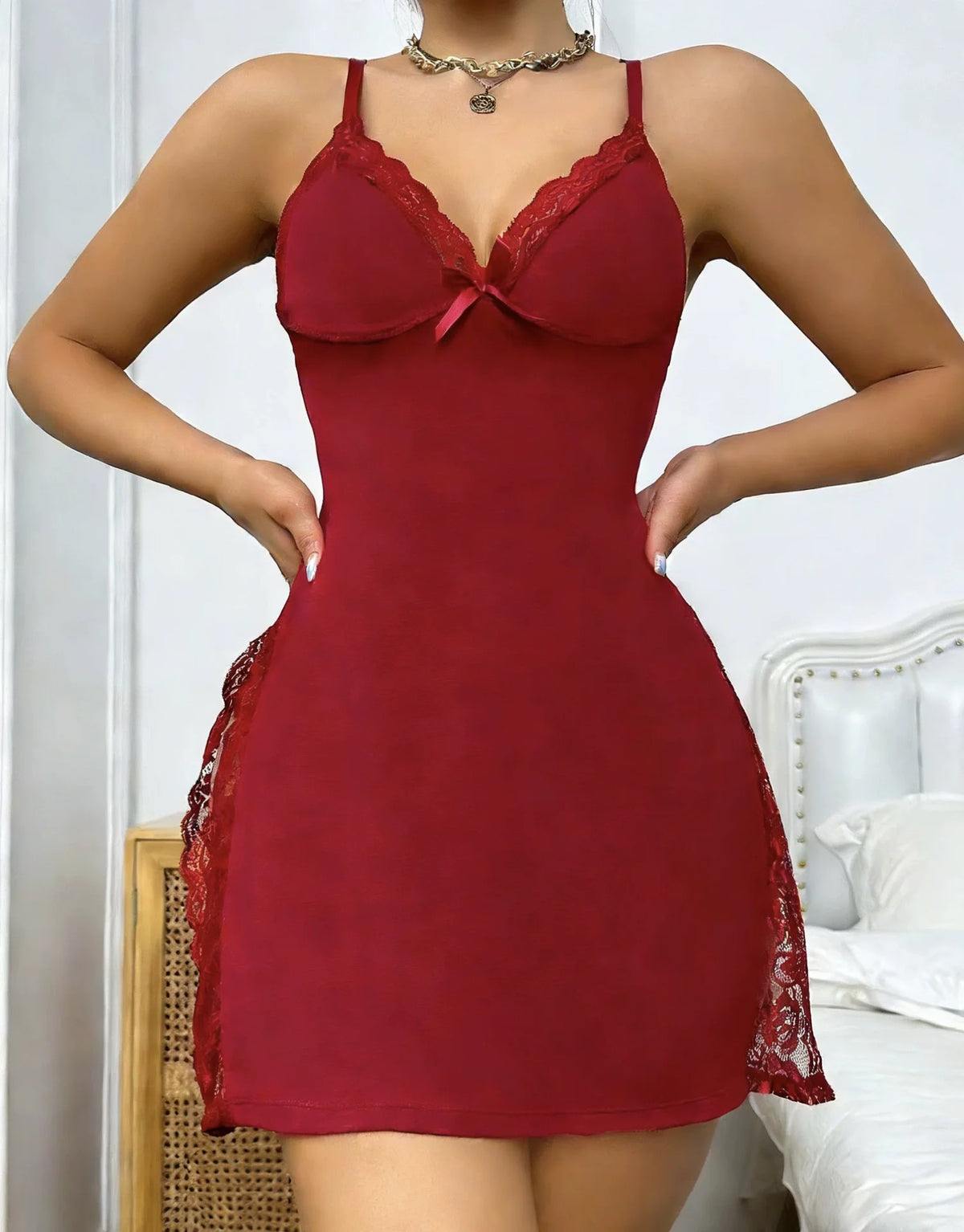 2026 Women's Homewear European and American New Style Slit Dress Pure Desire Pajamas - Matrix-studios.com
