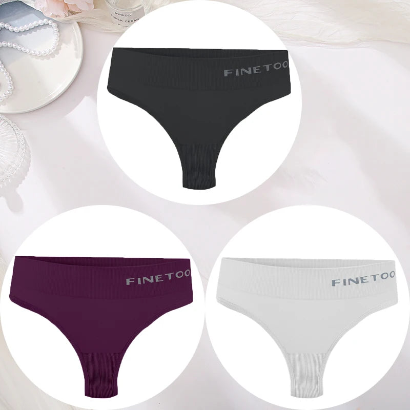 3PCS/Set Women's Panties Sexy Underwear FINETOO Large Size Thong Women Seamless Panties High Waist Girls Thongs M-2XL - Matrix Studios