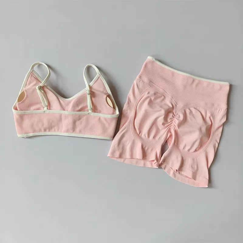 Fitness Suit, Women's Suspender, Contrasting Color Bra, Sports Shock-absorbing Speed Drying Pants, Breathable Yoga Suit - Matrix-studios.com