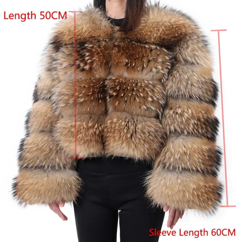 MAOMAOKONG Super Hot Winter Women Luxury Thick Real Raccoon Fur Coat Natural Fox Fur Jacket Plus Size Furry Jackets Female Vest - Matrix Studios