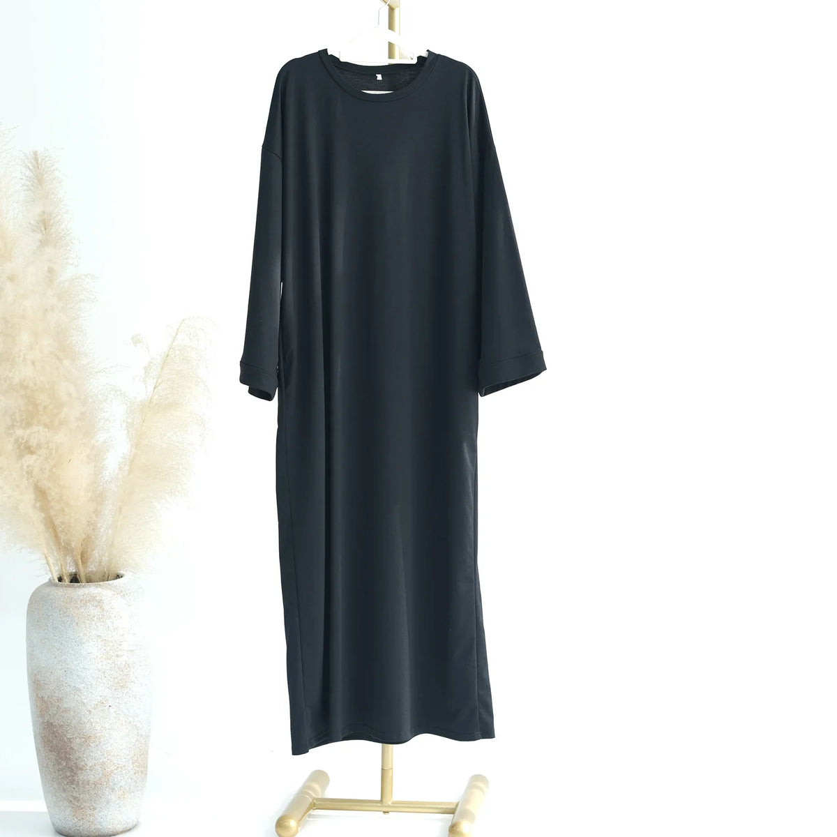 2024 New Modest Dress Solid Color Inner Dresses Muslim Women Dubai Abaya Eid Ramadan Islam Clothing Turkey Arabic Robe - Matrix-studios.com