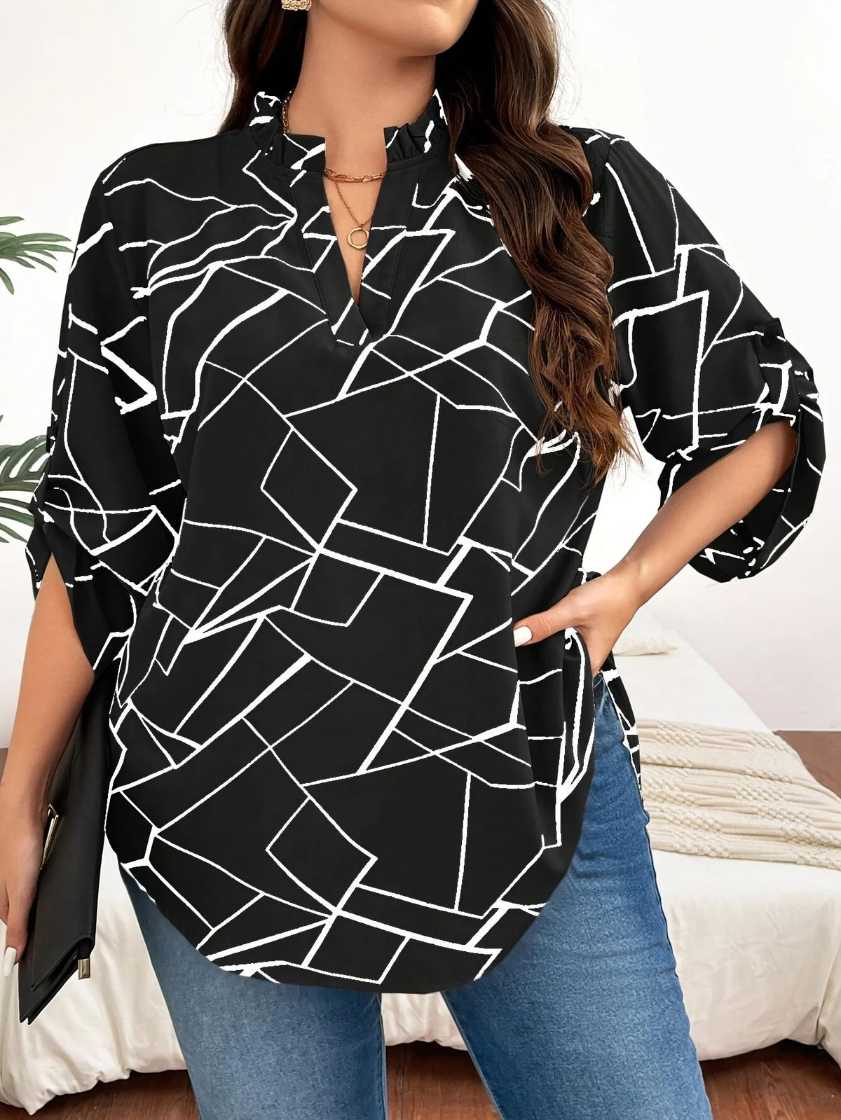 Plus Size Spring Autumn Women's Elegant Blouses Shirt Casual Fashion V Neck Loose Long Sleeve Female Tops - Matrix-studios.com