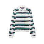 Summer Ladies Polo Shirts Woman Brown Striped Vintage Clothes Polo Shirts Green Stripe Print Mujer Short Sleeve Tees Casual - Matrix-studios.com