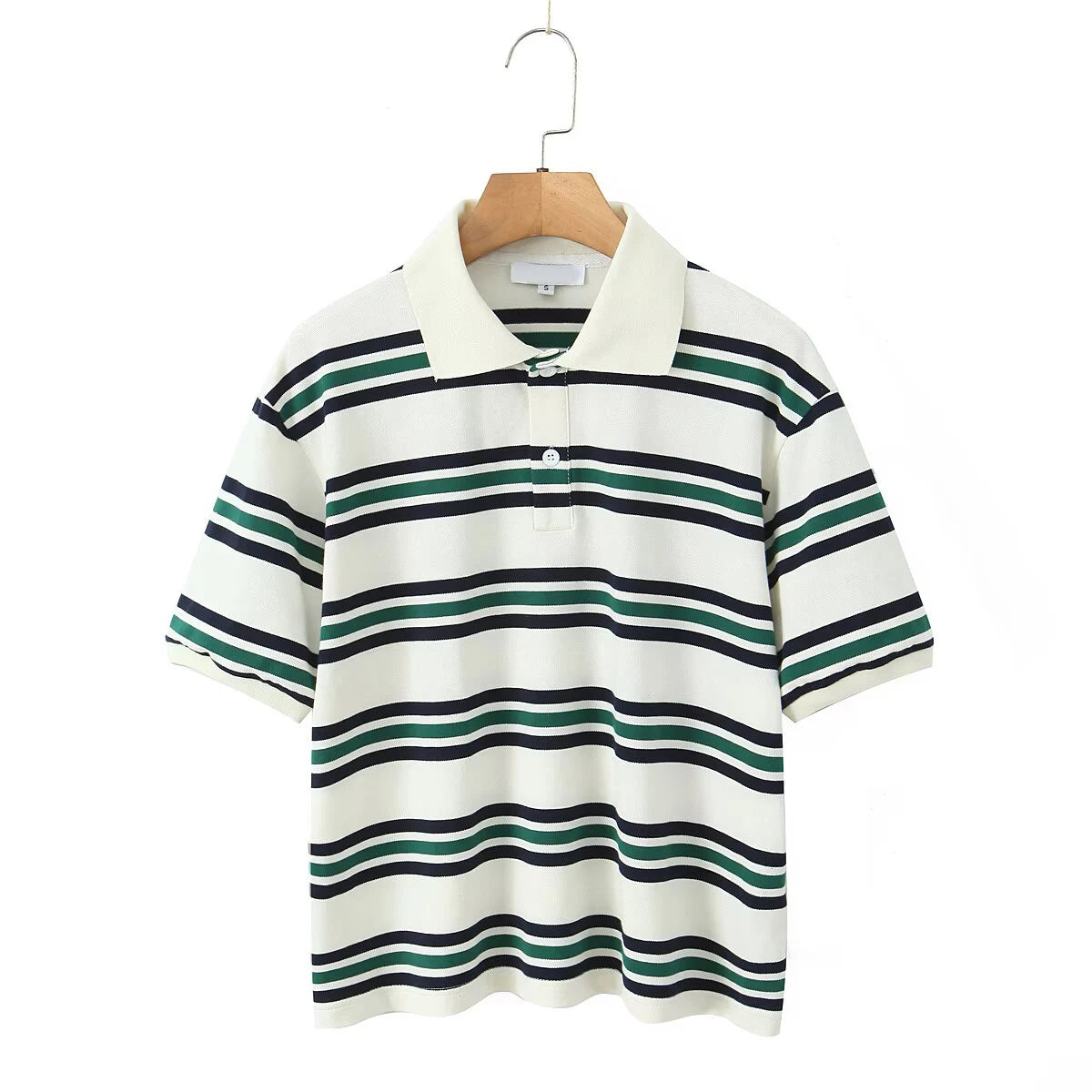 YENKYE 2025 Women American Retro Contrasting Striped T Shirt Women Polo Collar Short Sleeve Preppy Vintage Tees Y2K Tops - Matrix-studios.com