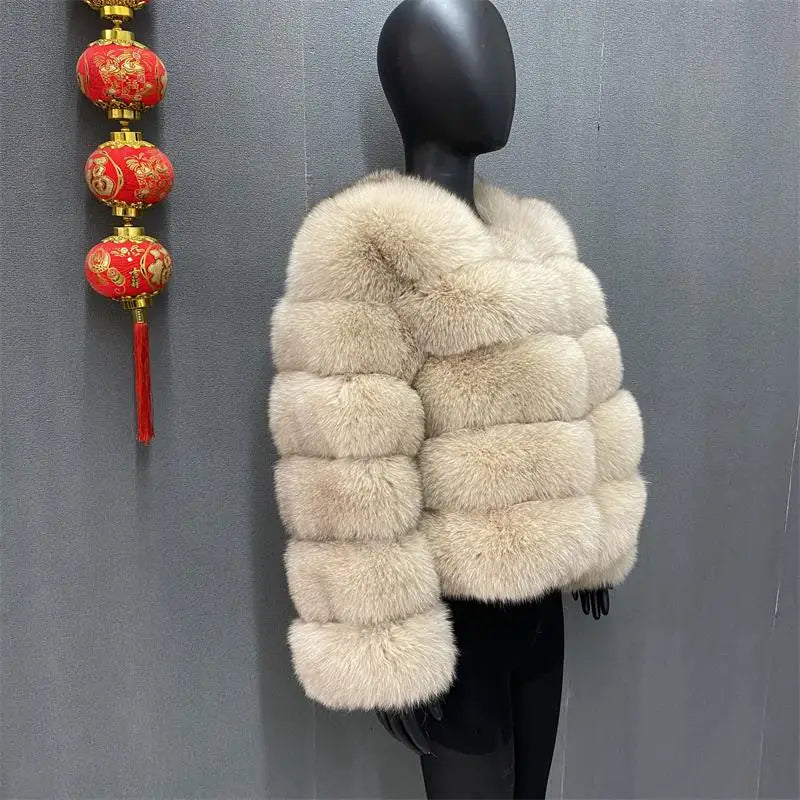 Style Real Fur Coat 100% Natural Fur Jacket Female Winter Warm Leather Fox Fur Coat High Quality Fur Vest - Matrix Studios