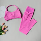 2 Pieces Women's Yoga Suit Seamless Fitness Gym Clothes Halter Sports Bra Matching Yoga Leggings for Workout Sets Gym Outfit - Matrix-studios.com