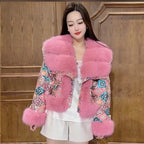 Outcoat The New Fur Cotton-padded Jacket Features Heavy Sequins Outerwear Sweet Faux Leather and A Stylish Thickened Fur Coat - Matrix Studios