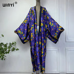 WINYI Summer Bohemian Kimono Beach Cover-Up Swim Suit Elegant African Women Boho Cardigan Sexy Holiday Long Sleeve Beach Dress - Matrix Studios