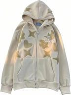 Women Retro Embroidery Hoodies Autumn Winter Zip Up Long Sleeve Loose Jacket Coats Y2k Harajuku Casual P - Matrix Studios