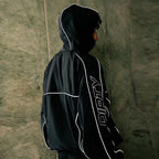 Men Women Fashion Streetwear Black Sports Hoodies Harajuku Autumn Winter Y2K Casual Loose Embroidered Ziper Tops Casual Pants