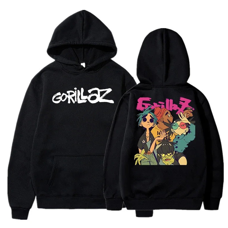 The Autumn and Winter Pullovers Long Sleeve Loose Soft Sweatshirt Streetwear Coat Gorillaz Printing Women and Men Hoode - Matrix Studios