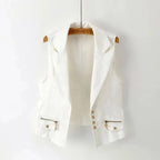 Women Vintage Denim Waistcoat Jacket 2026 Spring New Female Short Slim Sleeveless Coat Vest 6XL Single Breasted Solid Casual Top - Matrix Studios