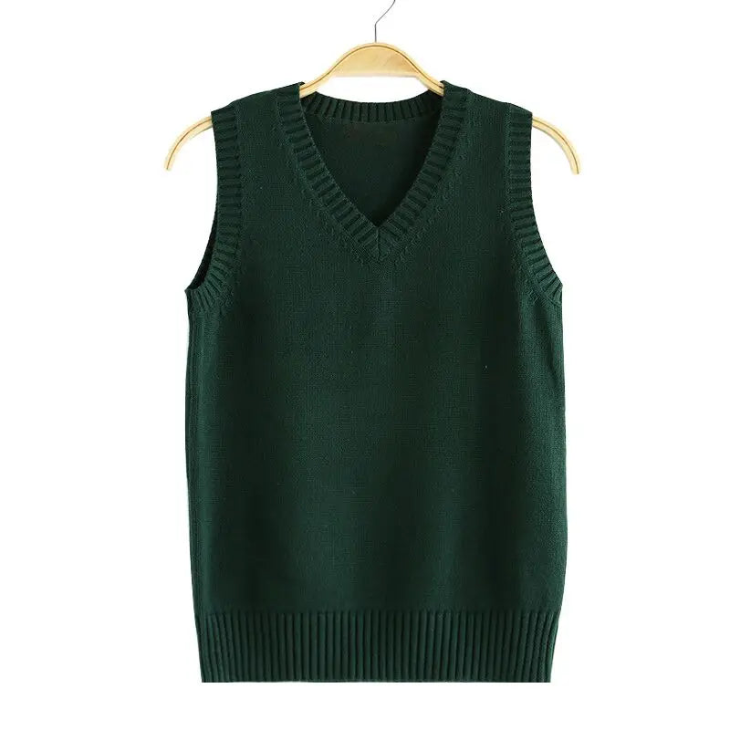 Preppy Style Teenager School Girls Uniform Sleeveless Sweaters Knitted Vest Students Y2K Lolita Pullover Waistcoat Women JK Tops - Matrix Studios