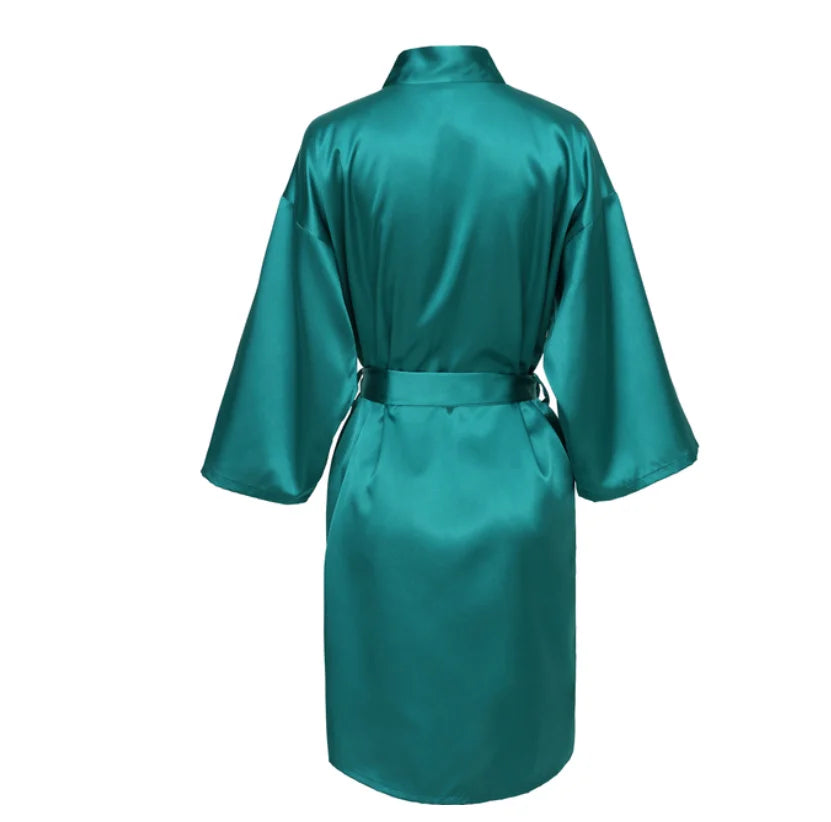 Wedding Party Team Bride Robe With Black Letters Kimono Satin Pajamas Bridesmaid Bathrobe SP2000 - Matrix-studios.com