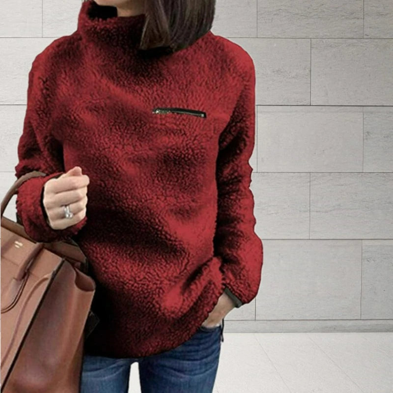 Winter Super Soft and Comfortable Solid Color Turtleneck Pullover Women's Sweater Fashion Zipper Sexy Top Ladies Hipster Clothes - Matrix Studios