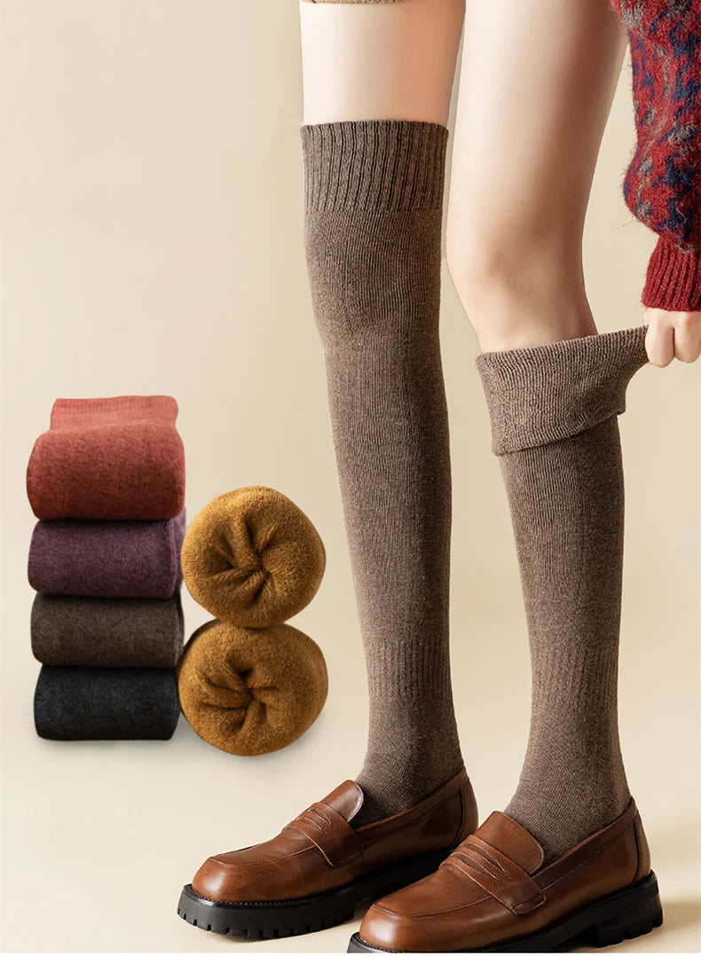 6/5/4/3/2/1Women's Warm Solid Color Floor Socks Non Slip Plush Knitted Coral Fleece Socks No Show Socks - Matrix Studios