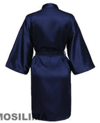 Wedding Party Team Bride Robe With Black Letters Kimono Satin Pajamas Bridesmaid Bathrobe SP2000 - Matrix-studios.com