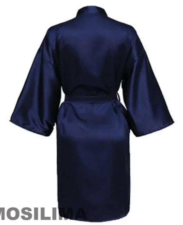Wedding Party Team Bride Robe With Black Letters Kimono Satin Pajamas Bridesmaid Bathrobe SP2000 - Matrix-studios.com