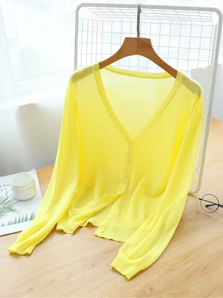 Korean Fashion Summer Autumn M-6XL Women V-Neck Knitted Casual Loose Full Sleeve Sweaters Cardigans Lady Knitting Outwear ZY6870 - Matrix Studios