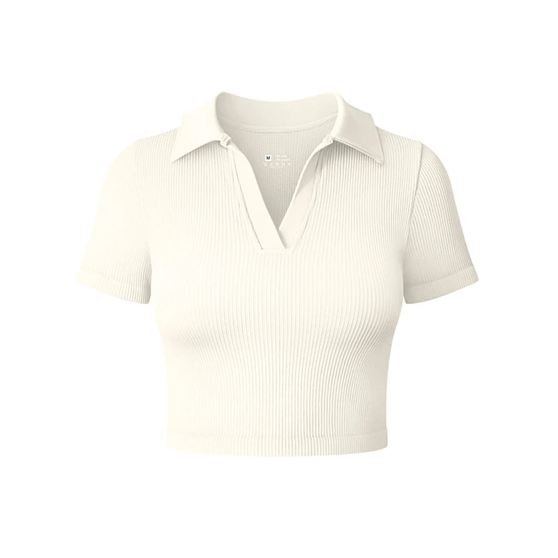 Women's T Shirt Sexy Short Sleeved Polo Shirt Casual Sports Tennis Shirt Tight Fit Fitness Yoga Top Ladies Top - Matrix-studios.com