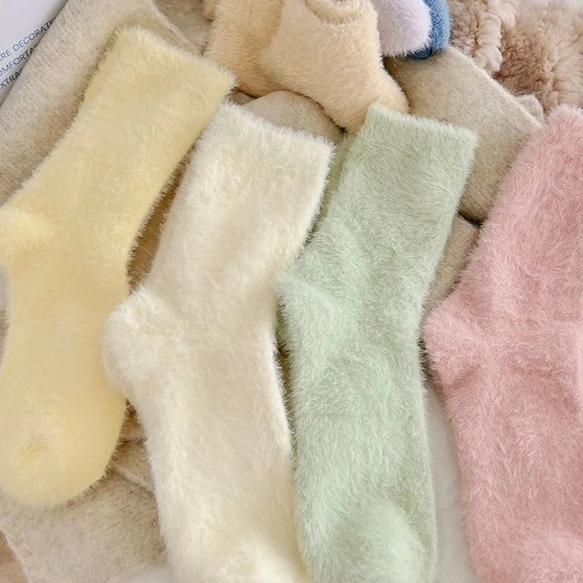 6/5/4/3/2/1Women's Warm Solid Color Floor Socks Non Slip Plush Knitted Coral Fleece Socks No Show Socks - Matrix Studios
