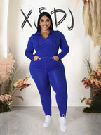 Plus Size Women 2 Piece Set Outfit Stretchy Hoode and Pant Trouser Suits New in Matching Sets Fall Workout Outfits Tracksuit - Matrix-studios.com