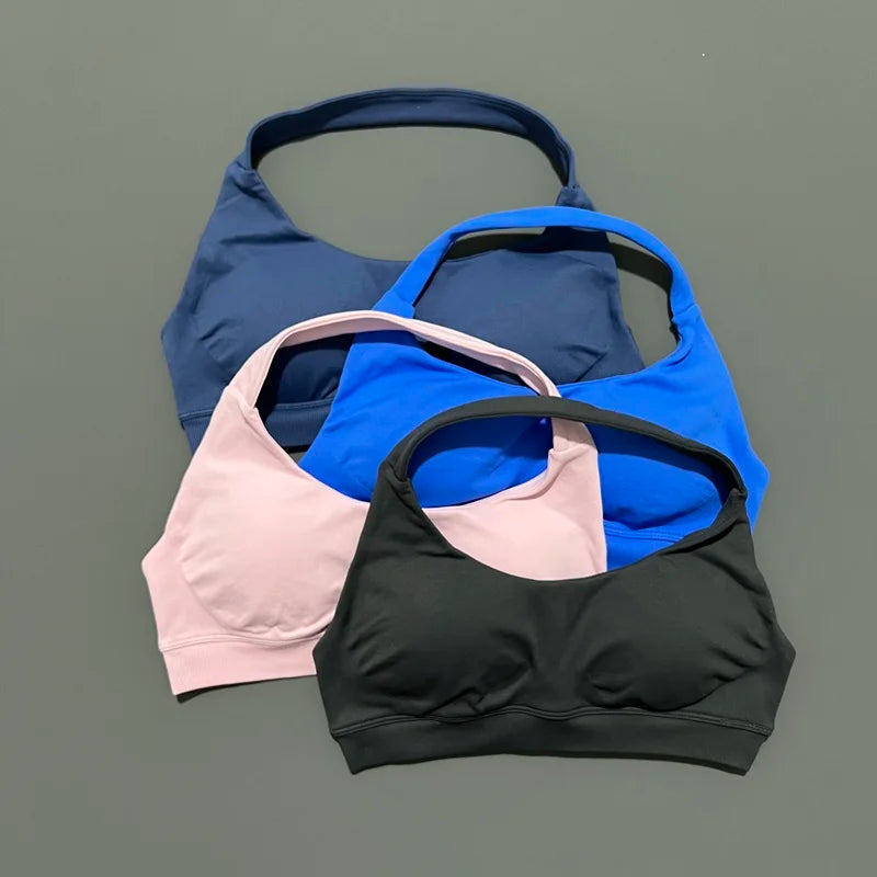 Women Sports Bra Seamless Halter Yoga Clothes Removable Cups Women Workout Clothing Gym Backless Bra Running Workout Tops - Matrix Studios