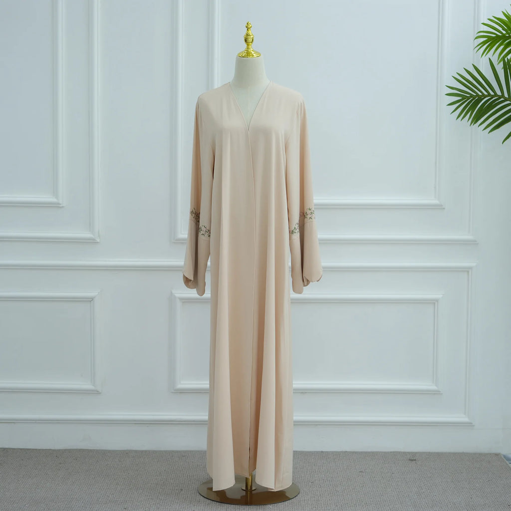 Luxurious Floral Embroidery Hijab Dress for Muslim Women Elegant Dubai Modest Abaya Eid Islam Party Jalabiya Turkey Kaftan Robe - Matrix-studios.com