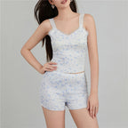 Women's Sleepwear Sexy Lace Trim Pajama Sets Nightwear Sleeveless Tops+Shorts 2Pcs Sets Pyjama Sets for Women Pijama Night Suit - Matrix-studios.com