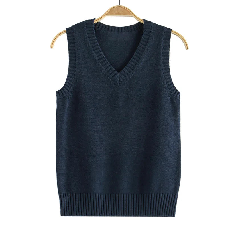 Preppy Style Teenager School Girls Uniform Sleeveless Sweaters Knitted Vest Students Y2K Lolita Pullover Waistcoat Women JK Tops - Matrix Studios