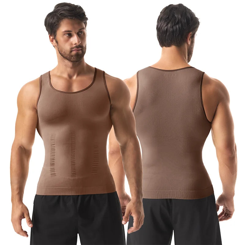 Men's Tight Vest Solid Leisure Sports Fitness High Stretch Running Tank Top Round Neck Sleeveless T-Shirt Can Be Built Inside - Matrix Studios