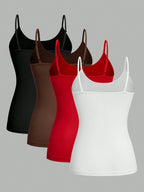 4 pcs Women Solid Color  Camisoles Vest Women Tank Tops Female Summer Sexy Strap Basic Tops Sleeveless Camisole T-shirt - Matrix-studios.com