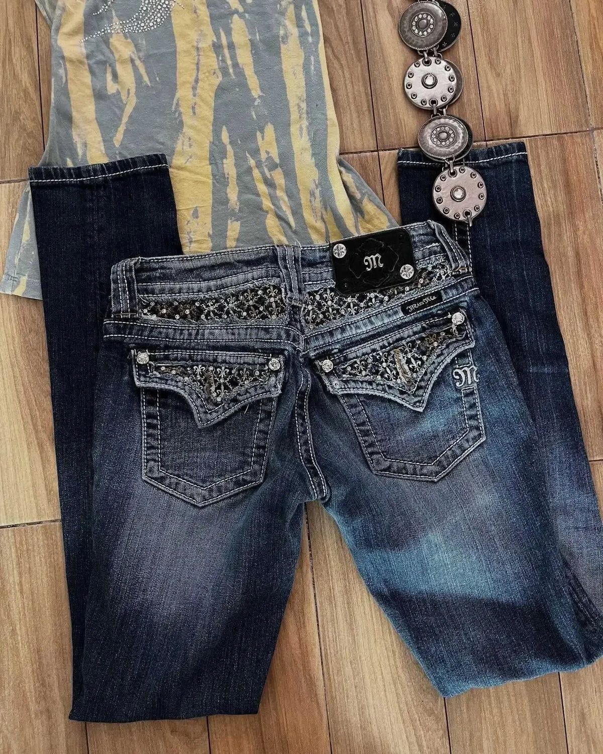 American Trend Retro Gothic Embroidery Graphics Washed Baggy Jeans Women's Y2K New Harajuku Hip-Hop Punk Rock Couple Street Wear - Matrix Studios