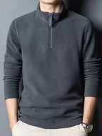 Autumn Winter New Warm Polo Shirts Men's Lamb Wool Sweatshirt Standing Neck Half Zip Long Sleeve Fashion Versatile Men Tees Tops - Matrix Studios