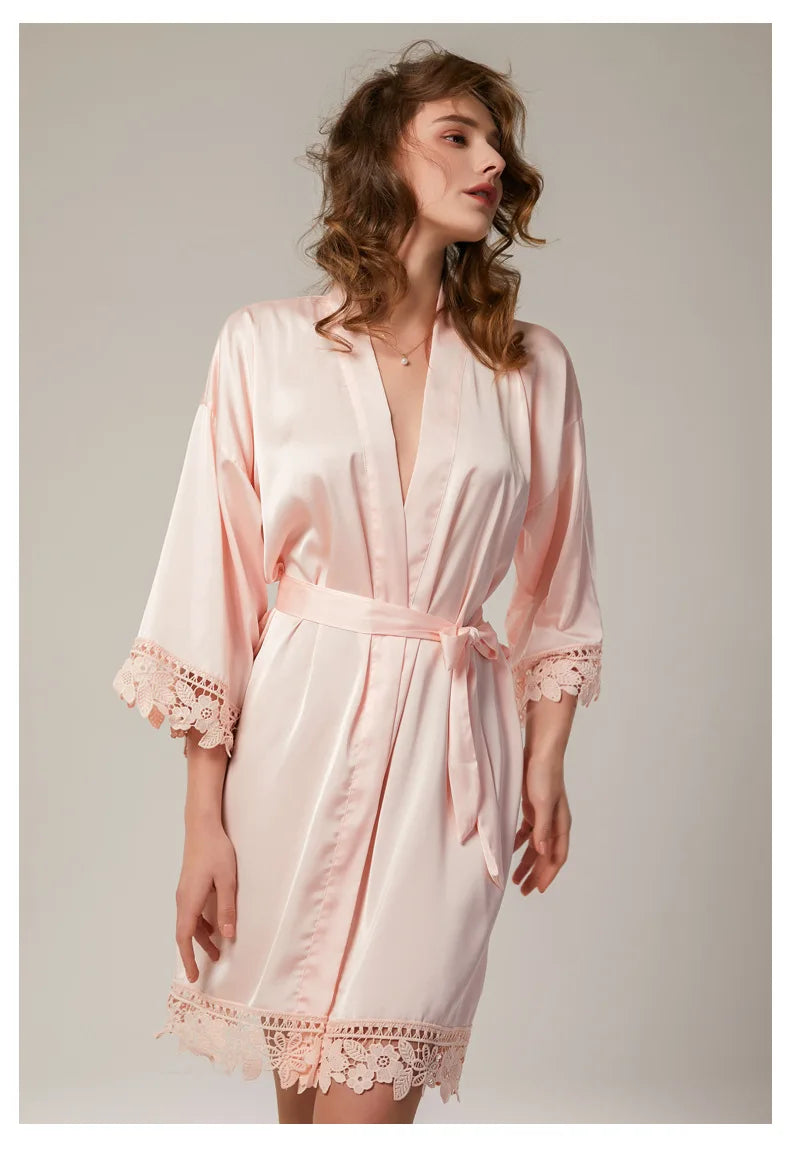 Bridesmaid Lace Robes Bridal Party Wedding Dressing Gown Kimono For Women Peignoirs Peignoir Champagne Bathrobes Novia Gown 2022 - Matrix-studios.com