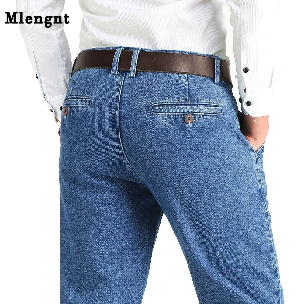 2021 Thick Cotton Fabric Relaxed Fit Brand Jeans Men Casual Classic Straight Loose Jeans Male Denim Pants Trousers Size 28-40 - Matrix Studios