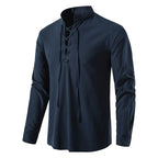New Men's Casual Blouse Cotton Linen Shirt Tops Long Sleeve Tee Shirt Spring Autumn Slanted Placket Vintage Yoga Shirts - Matrix Studios