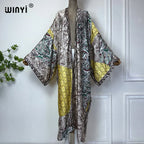 WINYI Summer Bohemian Kimono Beach Cover-Up Swim Suit Elegant African Women Boho Cardigan Sexy Holiday Long Sleeve Beach Dress - Matrix Studios